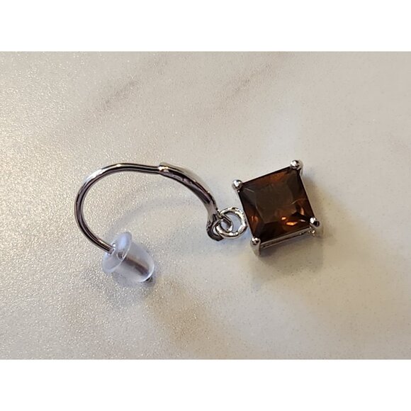 Sterling Silver Dangling Brown Gemstone Earrings - Picture 5 of 5